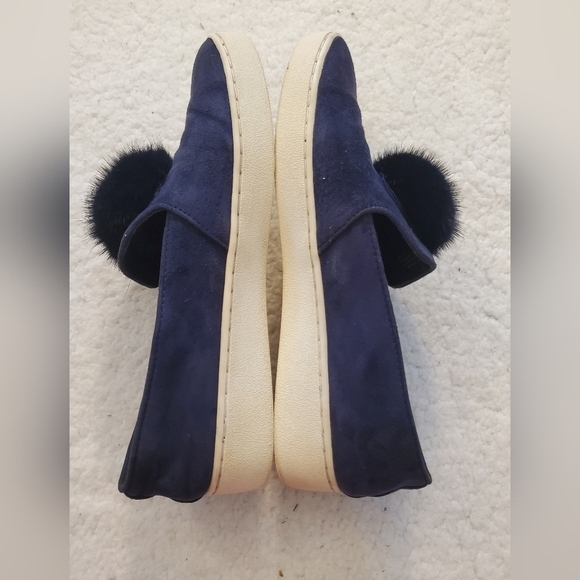 Michael Kors Collection Eddy Pom-Pom Suede Slip-On Sneakers Navy Size 6.5 US - Picture 11 of 16